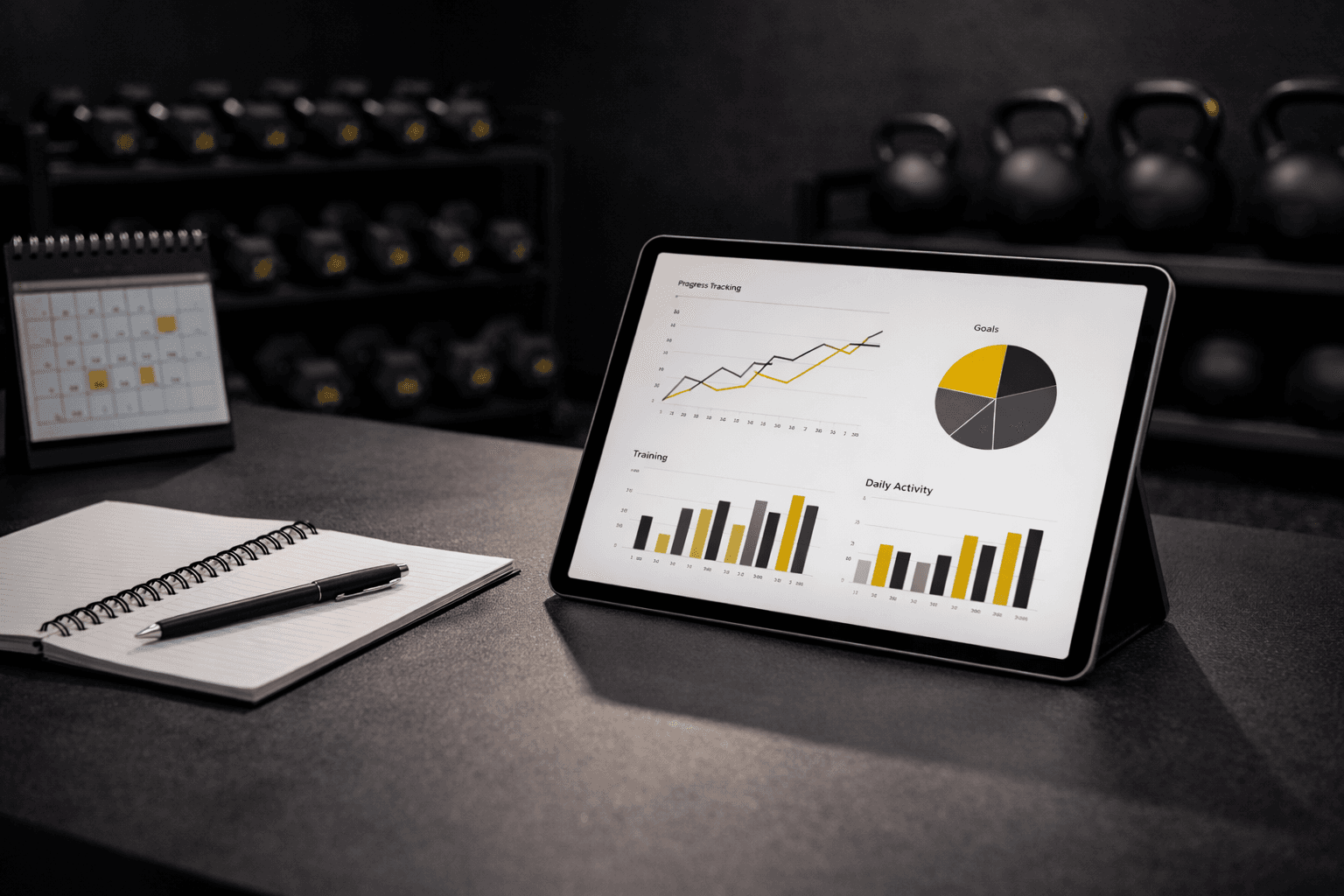 Trener omawia plan działania i monitoruje progres podczas indywidualnej sesji.